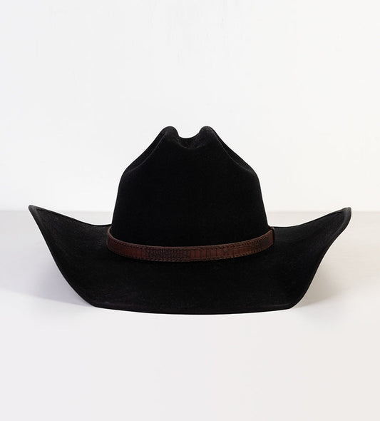 【US-SHIPPING】Black Fashion Cowboy Hat With Leather Hat Strap Wholesale